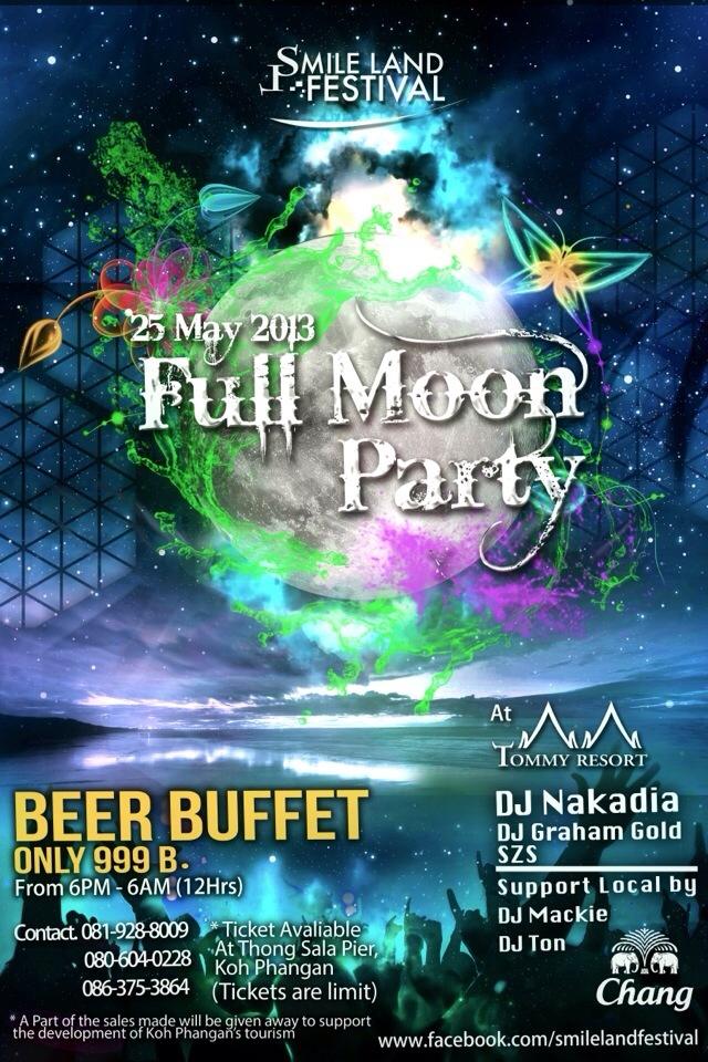 full moon party phangan smile land festival spacemonkey tommy resort